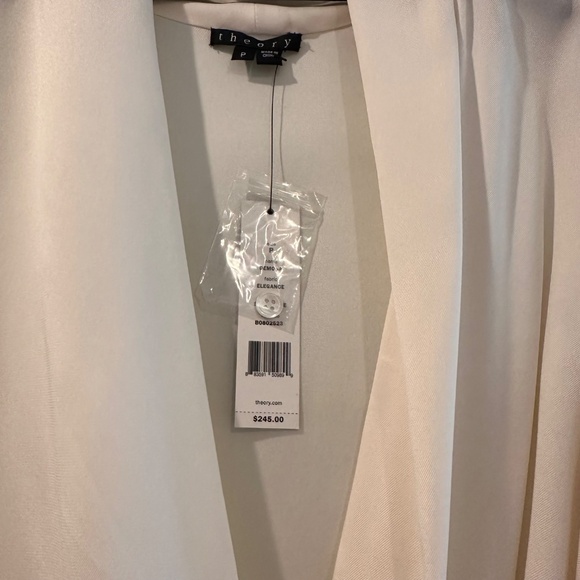 Theory “”Demona” Soft White Silk Blend Surplus Blouse Fabric: Elegance Size P/XS - Picture 5 of 7